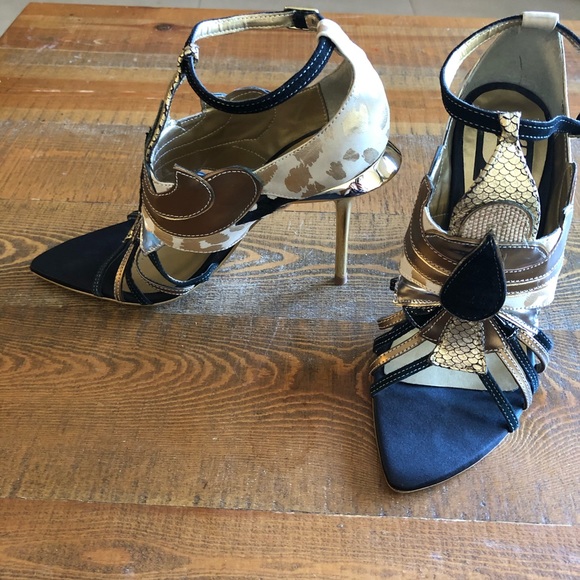 Cocktail black gold silver handmade high heels - Picture 7 of 7